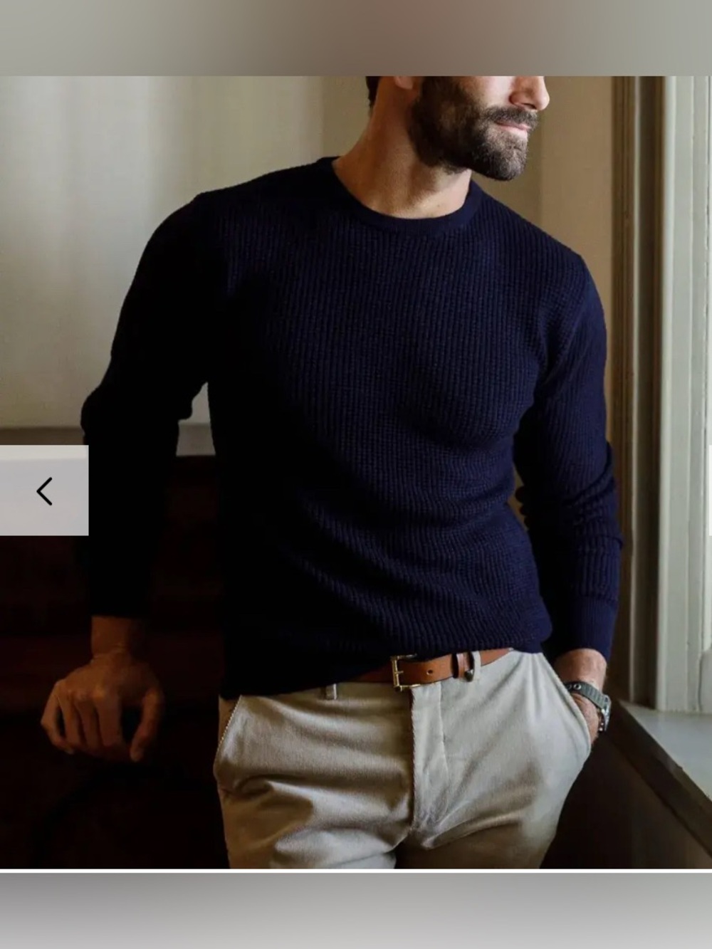 LEDBURY The Navy‎ Walden Thermal Crew Sweater XL Merino Wool Waffle Knit Classic